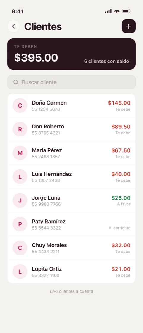 Tus clientes y lo que te debe cada uno